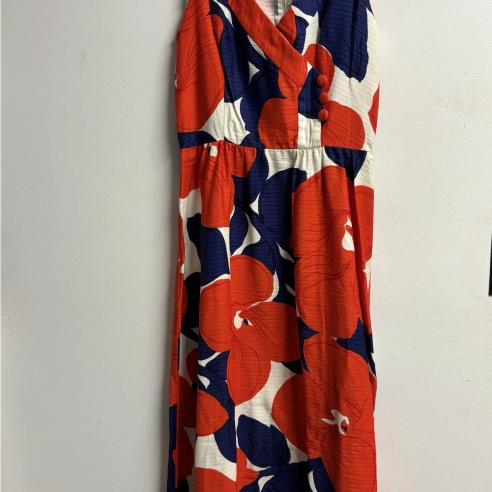 Vintage Floral Maxi Dress - Red, Blue, and White